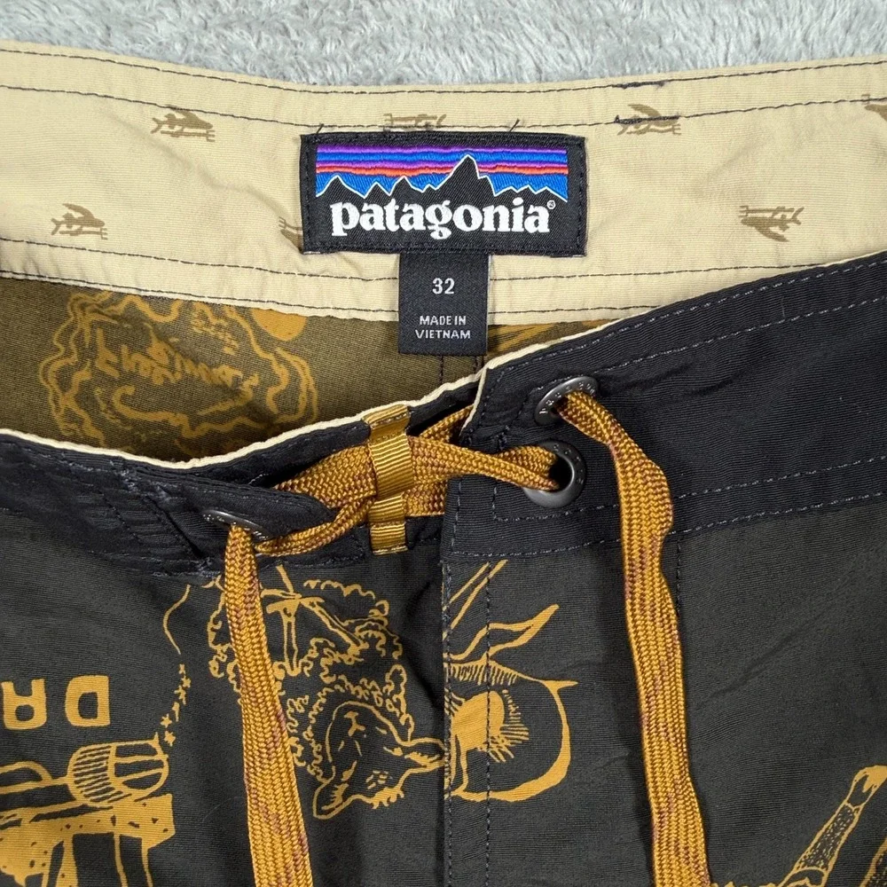 Patagonia Mens 32 No Dams Wavefarer Board Shorts Black Nylon Swim Trunks 86622